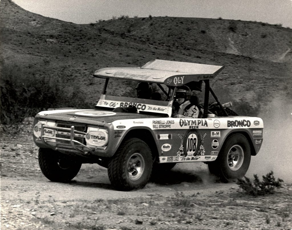 Big Oly Bronco action black and white